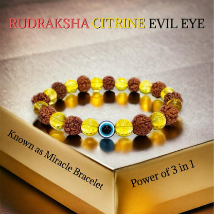 Rudraksha Citrine Crystal Bracelet (Pack of 2)